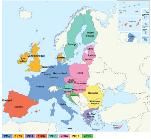 EU - Map of the enlargement to