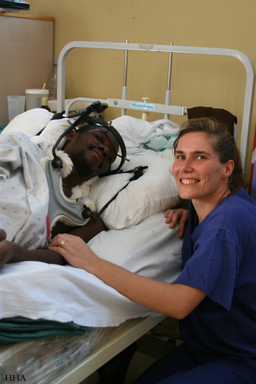 Samuel, HHA patient, during his spinal rehabilitation.