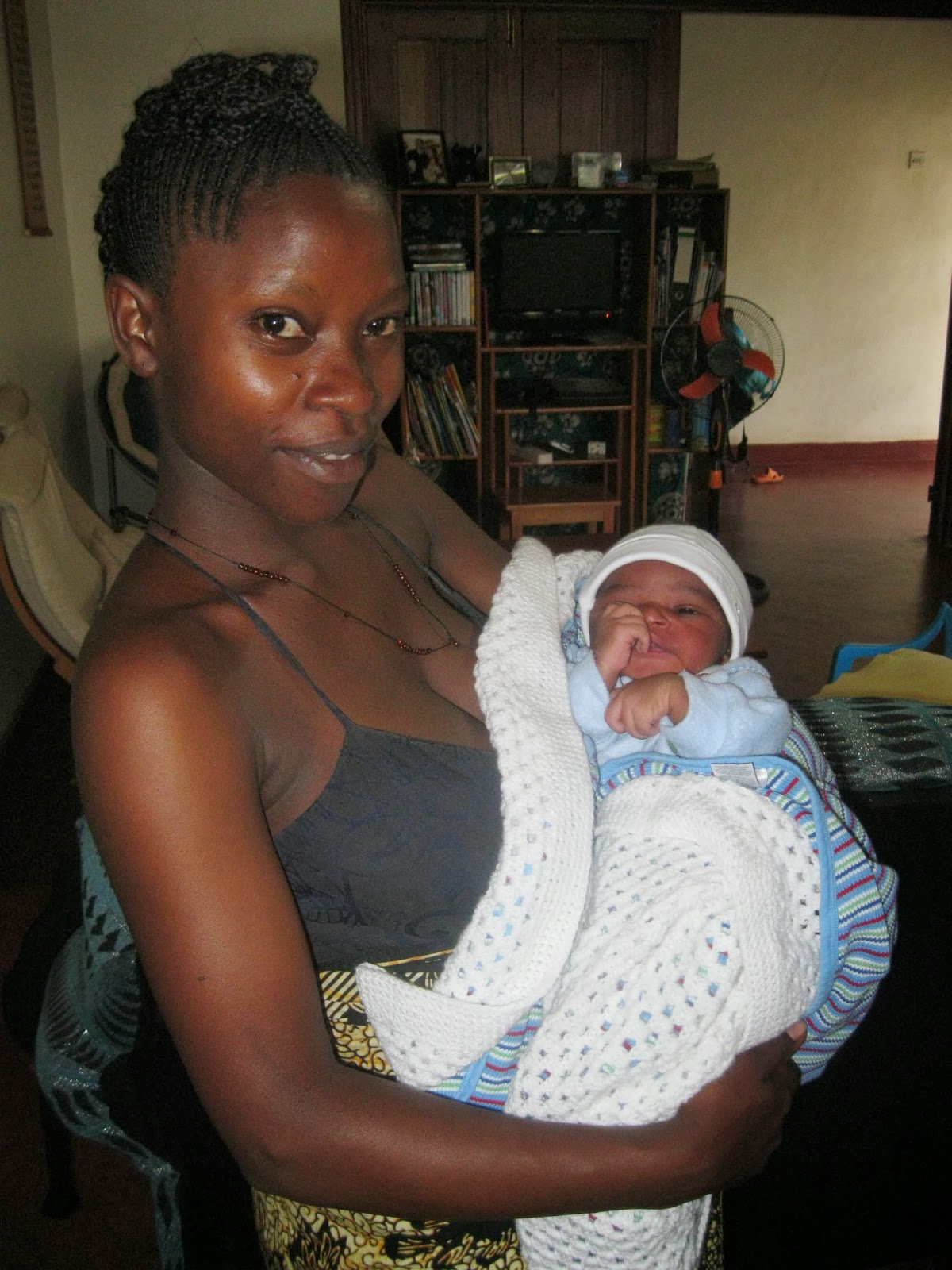 Noeline with her newborn son