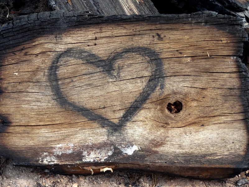 Wood heart sign