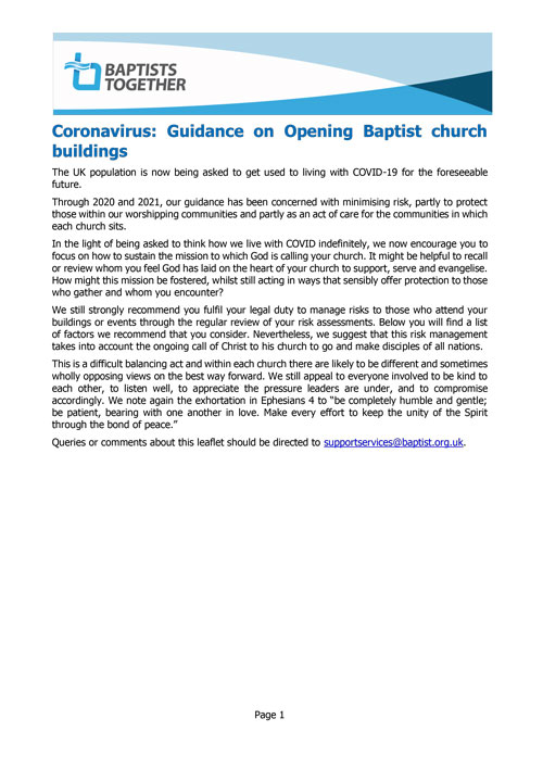 GuidanceOnRe-openingBaptistChu