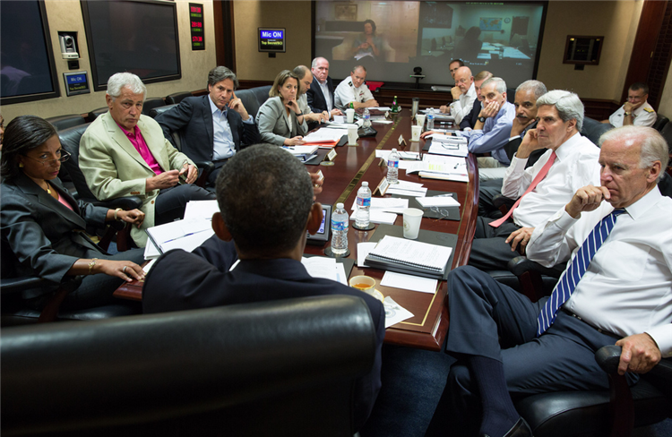 President Barack Obama meets in the Situation Room with his national security advisors to discuss strategy in Syria, Saturday, August 31, 2013. (Official White House Photo by Pete Souza)