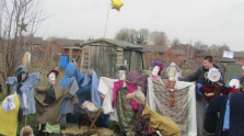 Scarecrow nativity for Baptist church